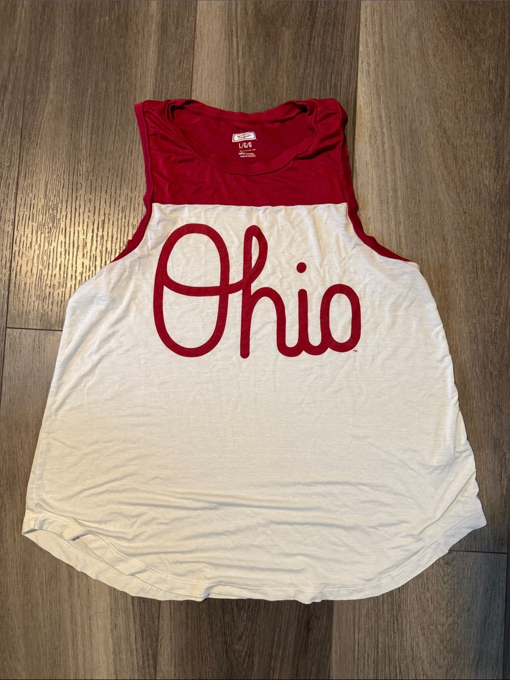 American Eagle Outfitters Red & White Ohio Script Tank
